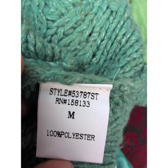 Pink Clover Women's Antalya Button Detail Cable Knit Sweater Sz M Teal Green - Picture 9 of 10